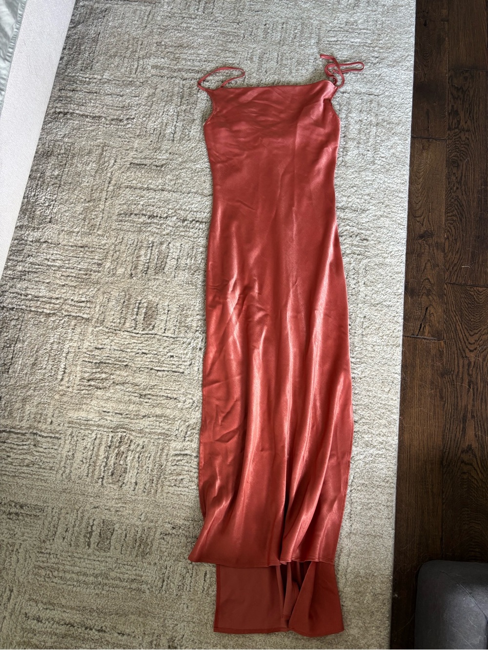 BCBGeneration Rust Satin Slip Maxi Dress